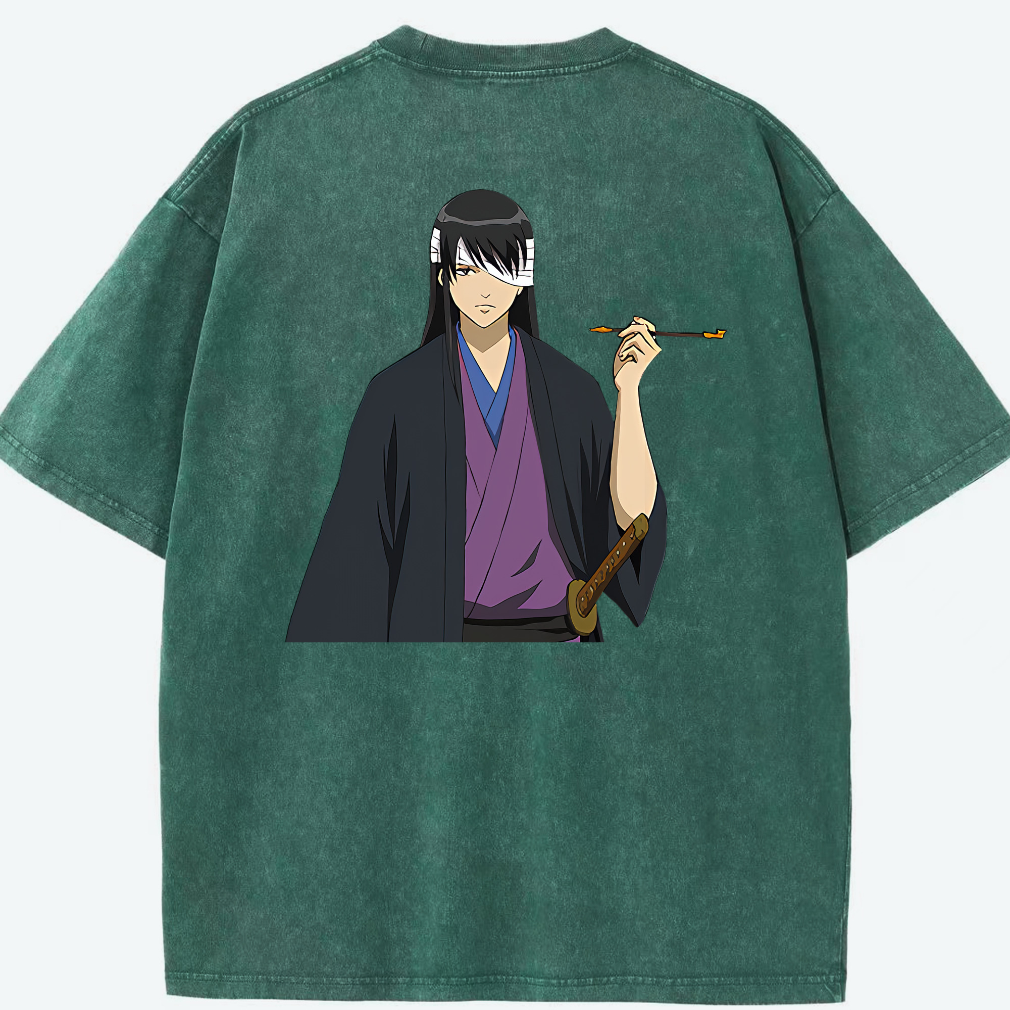 （画像用） ぎんたま 坂田銀時（さかたぎんとき） 神楽 志村新八（しむら しんぱち） GINTAMA Sakata Gintoki Kagura Shimura Shinpachi 綿100% ヴィンテージ風 半袖Tシャツ（背面プリント）